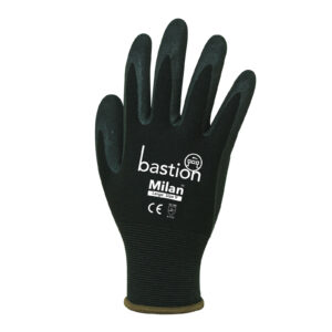 Milan Black Nylon Gloves Black Sandy Foam Nitrile Coating Ctn/120 Pairs - Size: L