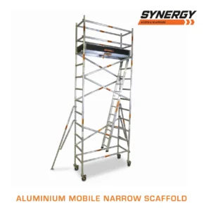 3.4m – 3.8m (Platform Height) Mobile Narrow Scaffold (With Stabilizers, Ladders and Kick Boards) - 2 x 0.74 x 3.4