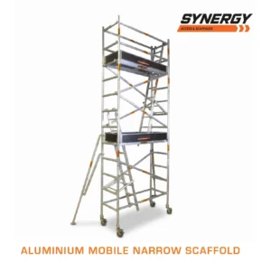 5.4m – 5.8m (Platform Height) Mobile Narrow Scaffold (Double working Level, With Stabilizers, Ladders and Kick Boards) - 2 x 0.74 x 5.4