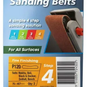 Norton Belt Cloth 75 x 457mm P120 Grit - 2 Pack