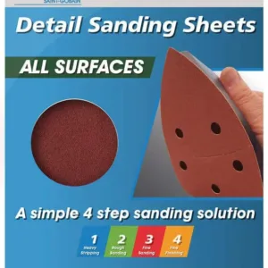 Norton Detail Sanding Sheet P80 Grit 100 x 140mm - 5 Pack