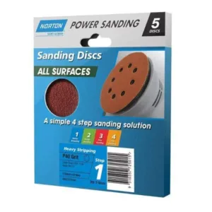 Norton Speedgrip Disc 115mm x 8H Step 1 P40 Grit 5 Pack