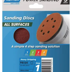 Norton Speedgrip Disc 150mm x 8h Step 1 P40 Grit 5 Pack