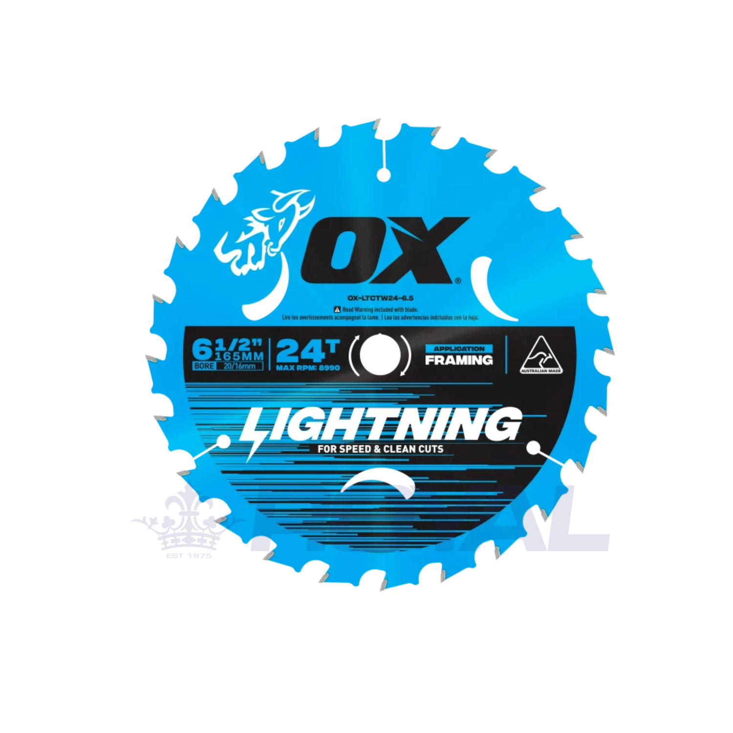 OX Pro Lightning 165mm Circular Saw Blade - 24T