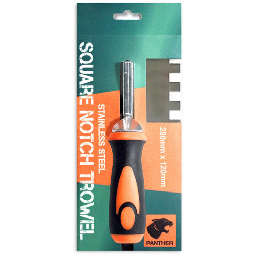 Panther Square Notched Stainless Steel Trowel - Size: 12mm