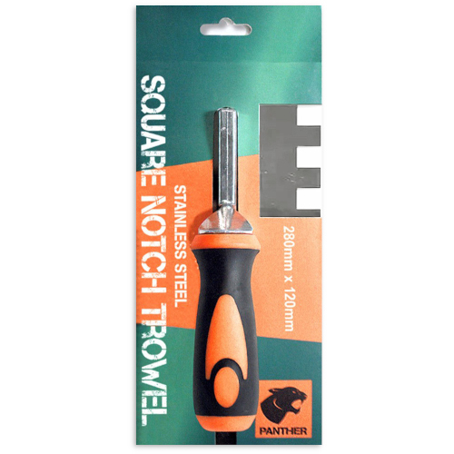 Panther Square Notched Stainless Steel Trowel - Size: 15mm