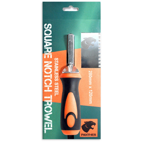 Panther Square Notched Stainless Steel Trowel - Size: 6mm
