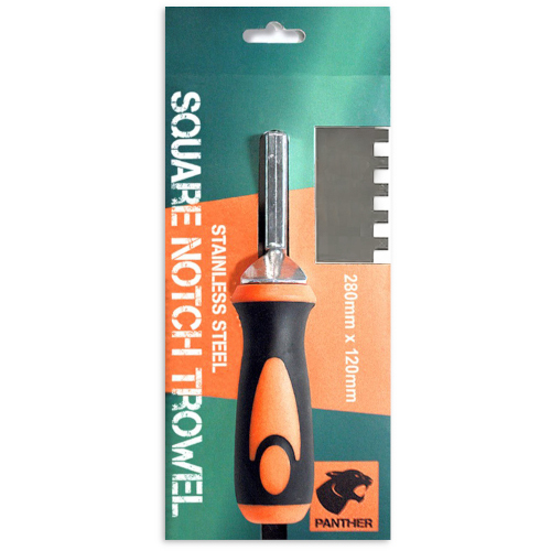 Panther Square Notched Stainless Steel Trowel - Size: 8mm