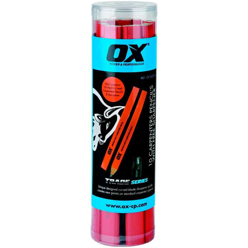 OX Carpenters Pencils 10Pack - Hardness: Medium