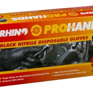 Rhino Nitrile Disposable Gloves Black - 100 Pack