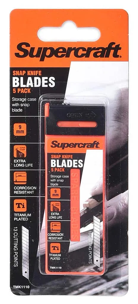 Supercraft Snap Knife Replacement Blades 5pk 9mm