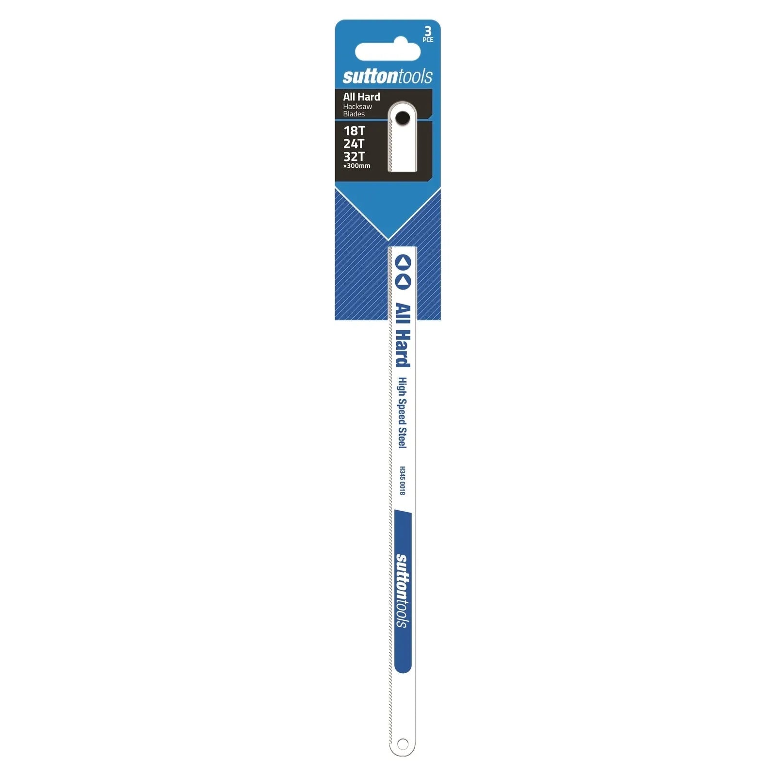 Sutton Blade H345 Hacksaw All Hard 300mm 18, 24, 32TPI 3pk