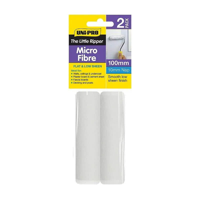 Uni-Pro Little Ripper Micro-Fibre Roller Cover 10mm Nap 100mm 2 Pack