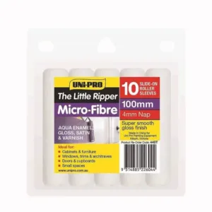 Uni-Pro Little Ripper Micro-Fibre Roller Cover 4mm Nap 100mm 10 Pack