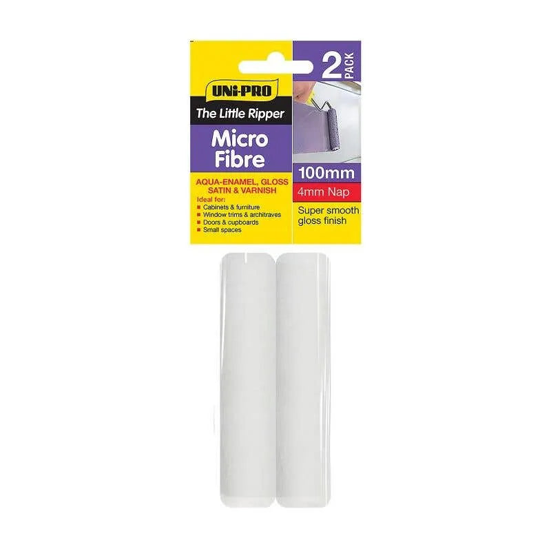 Uni-Pro Little Ripper Micro-Fibre Roller Cover 4mm Nap 100mm 2 Pack