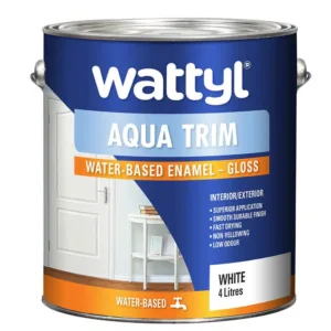 Wattyl Aqua Trim Water Based Enamel Gloss White 4L
