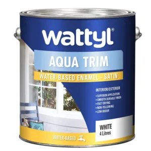 Wattyl Aqua Trim Water Based Enamel Satin White 4L