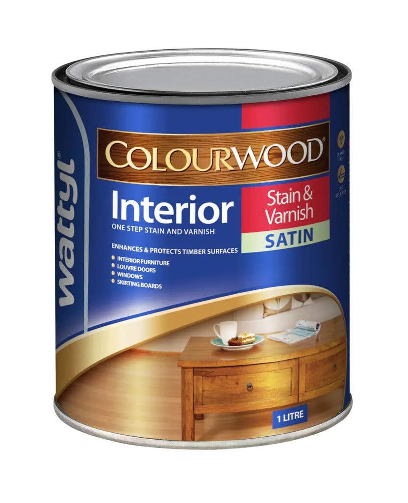 Wattyl Colourwood Stain & Varnish Satin New Golden Oak 1L