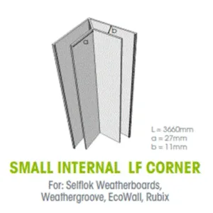 Weathertex Corner Small Internal (Large Flange) Aluminium 3660mm #149555