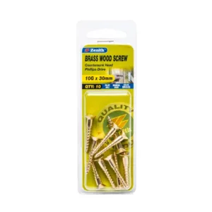 Zenith Stainless Steel Long Thread Countersunk Timber Screw 10G x 30mm 10 Pack