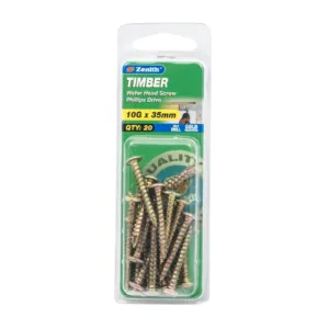 Zenith Stainless Steel Long Thread Countersunk Timber Screw 10G x 38mm 20 Pack