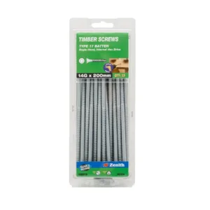 Zenith 14G x 200mm Galv Type 17 Batten Bugle Head Timber Screws - 25 Pack