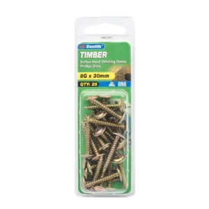 Zenith Button Head Timber Stitching Screw 8G x 30mm 25 Pack
