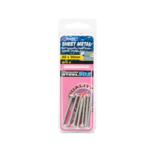 Zenith Stainless Steel Pan Head Self-Tapping Sheet Metal Screw 8G x 38mm 8 Pack