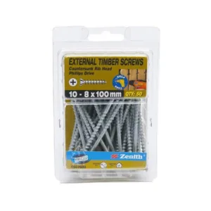 Zenith External Timber Screws Galv 10G x 100mm 50 Pack