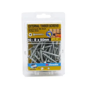 Zenith External Timber Screws Galv 10G x 50mm 50 Pack