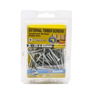 Zenith External Timber Screws Galv 8G x 60mm 50 Pack