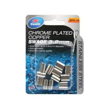 Zenith Swage Chrome Plated Copper Stainless Steel 3mm (12 Pack)