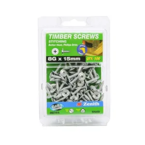 Zenith Timber Screws Button Galv 8G x 15mm 100 Pack