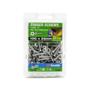 Zenith Timber Screws Wafer Galv 10G x 25mm 100 Pack