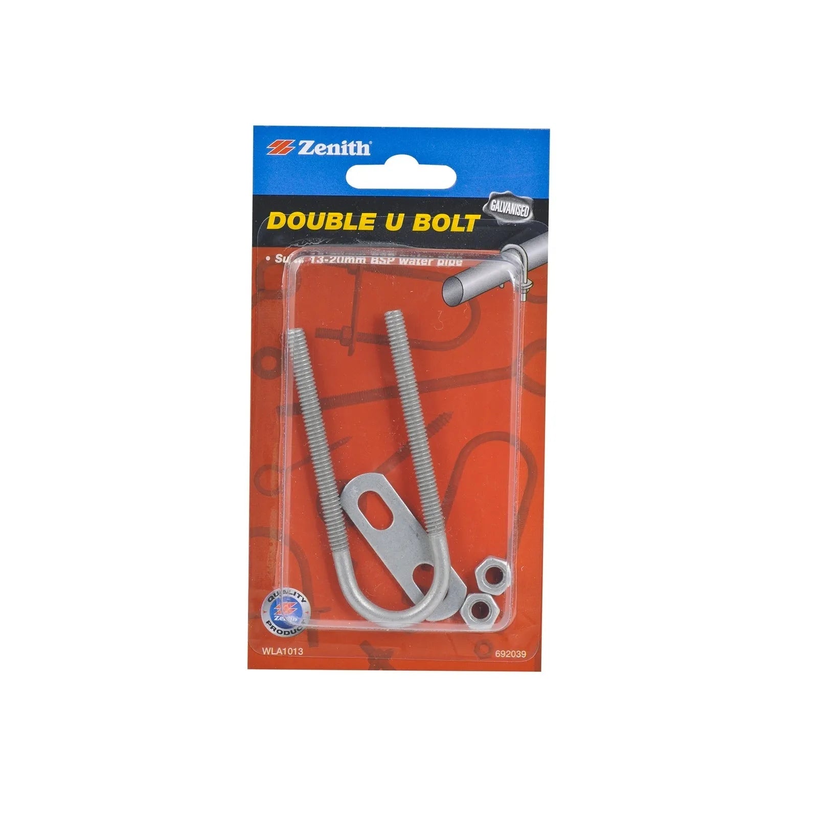 Zenith U Bolt Double Galvanised 13-20mm