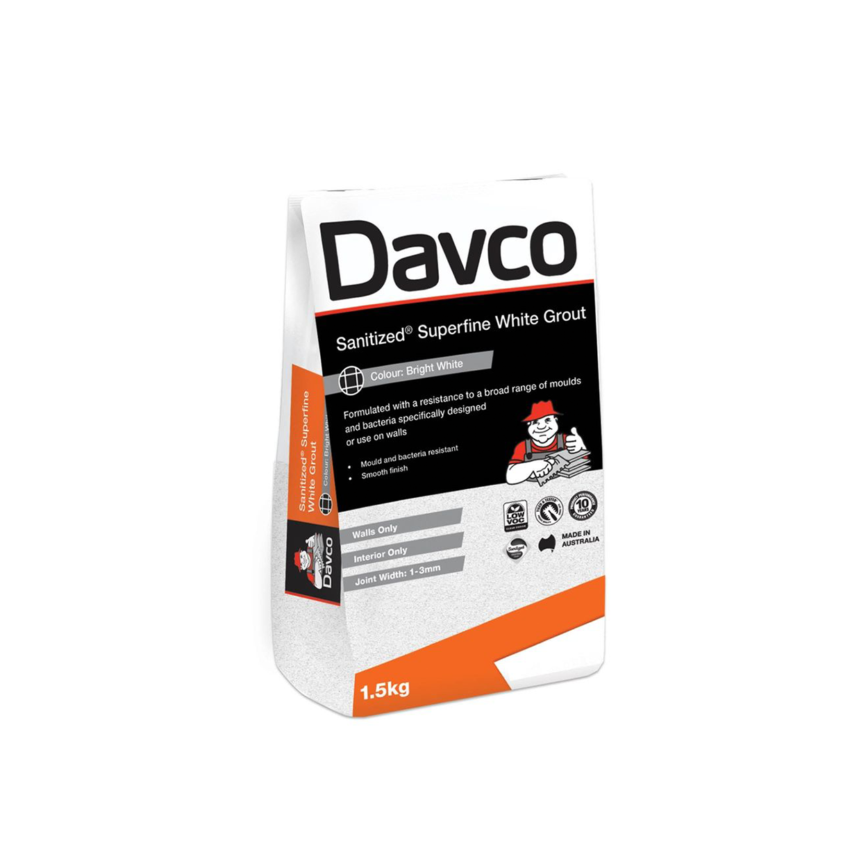 Davco Sanitized Superfine Grout White (4Sizes) - Size: 1.5kg