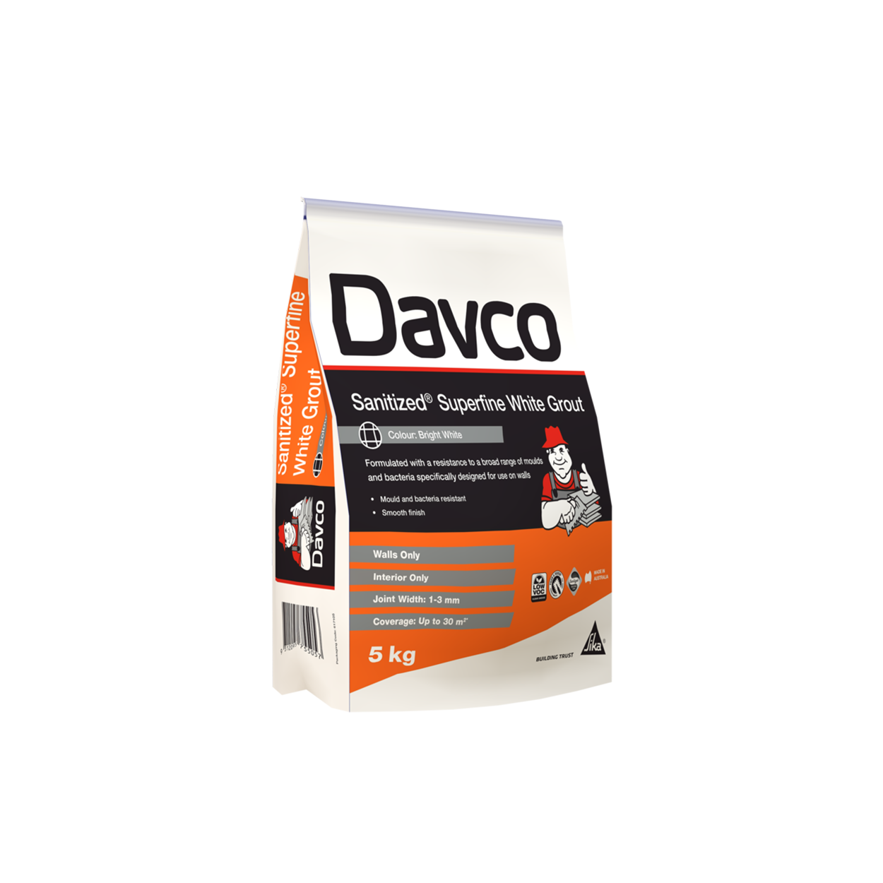 Davco Sanitized Superfine Grout White (4Sizes) - Size: 5kg