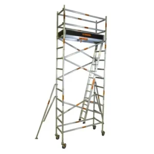 3.4m – 3.8m (Platform Height) Mobile Narrow Scaffold (With Stabilizers, Ladders and Kick Boards) - 2.5 x 0.74 x 3.4