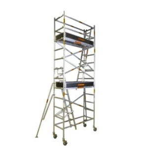 5.4m – 5.8m (Platform Height) Mobile Narrow Scaffold (Double working Level, With Stabilizers, Ladders and Kick Boards) - 2.5 x 0.74 x 5.4