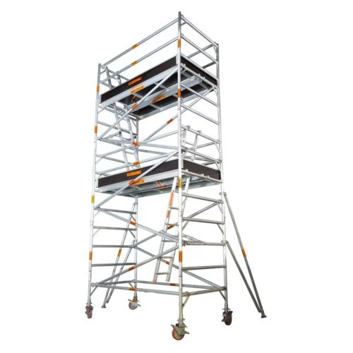 4.2m – 4.6m (Platform Height) Mobile Wide Scaffold (Double working Level, With Stabilizers, Ladders and Kick Boards) - 2.5 x 1.3 x 4.2