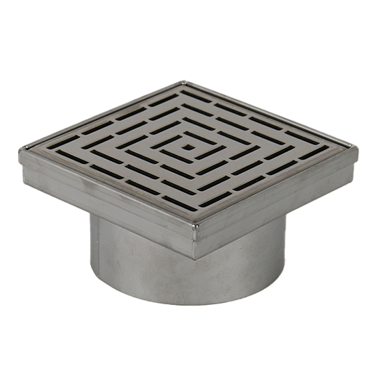 Line Pattern Stainless Steel Square Drain - 115mm - 45mm Outlet